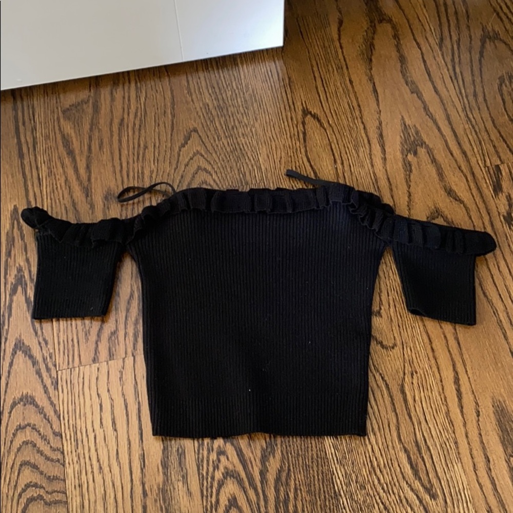Black off the shoulder crop top